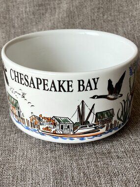 Traub Blue Crab Chesapeake Bay Soup Mug Bowl 4.25"W Embossed With Soup Recipe